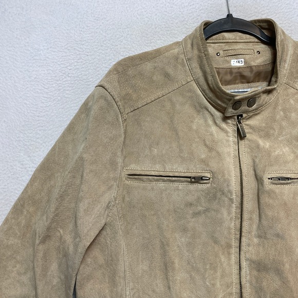 Wilsons Leather M Julian Moto Suede Jacket Mens L Tan Lined Racer - Picture 7 of 15